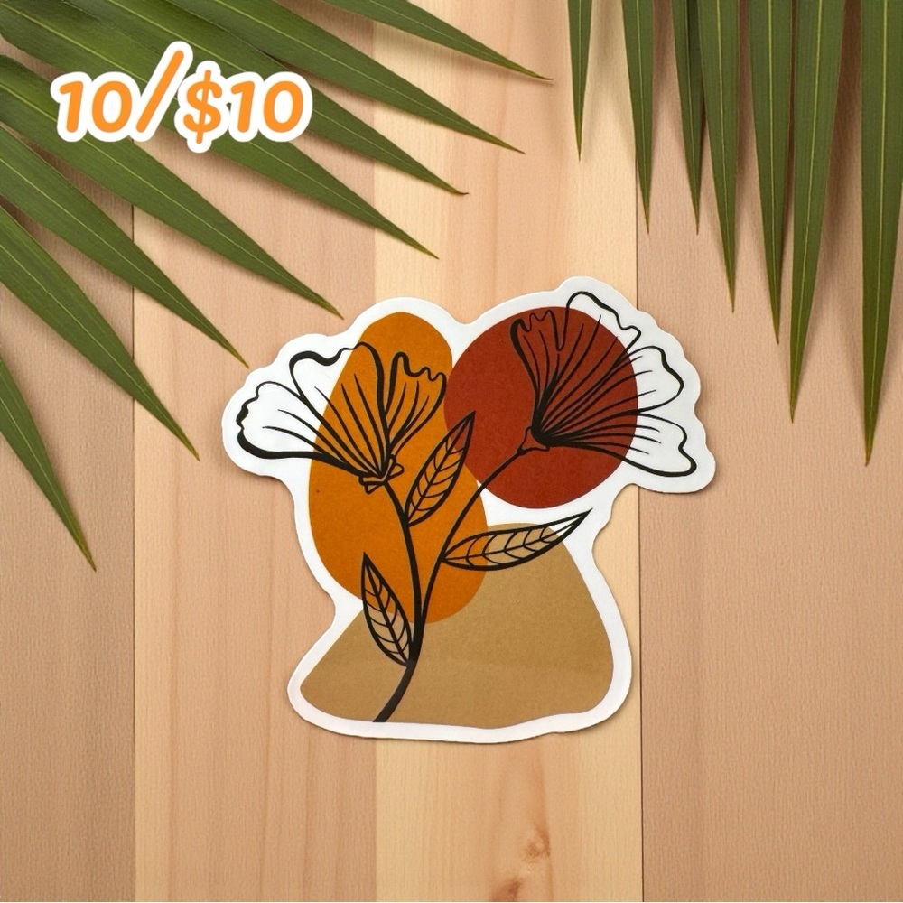 Minimalist Floral Sticker – Earth Tones – 2 1/2” Glossy